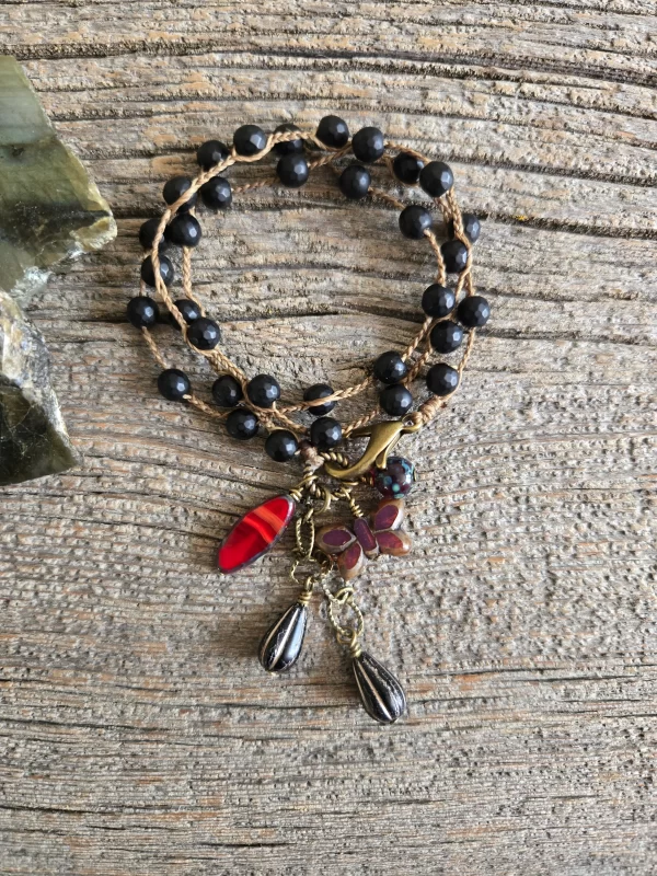 Faceted Onyx Wrap Bracelet/Necklace