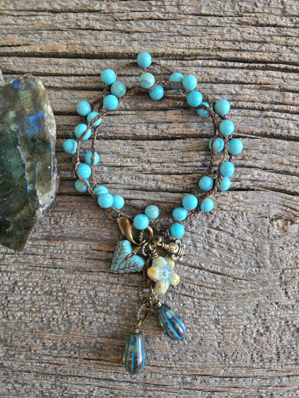 Blue Howlite Wrap Bracelet/Necklace