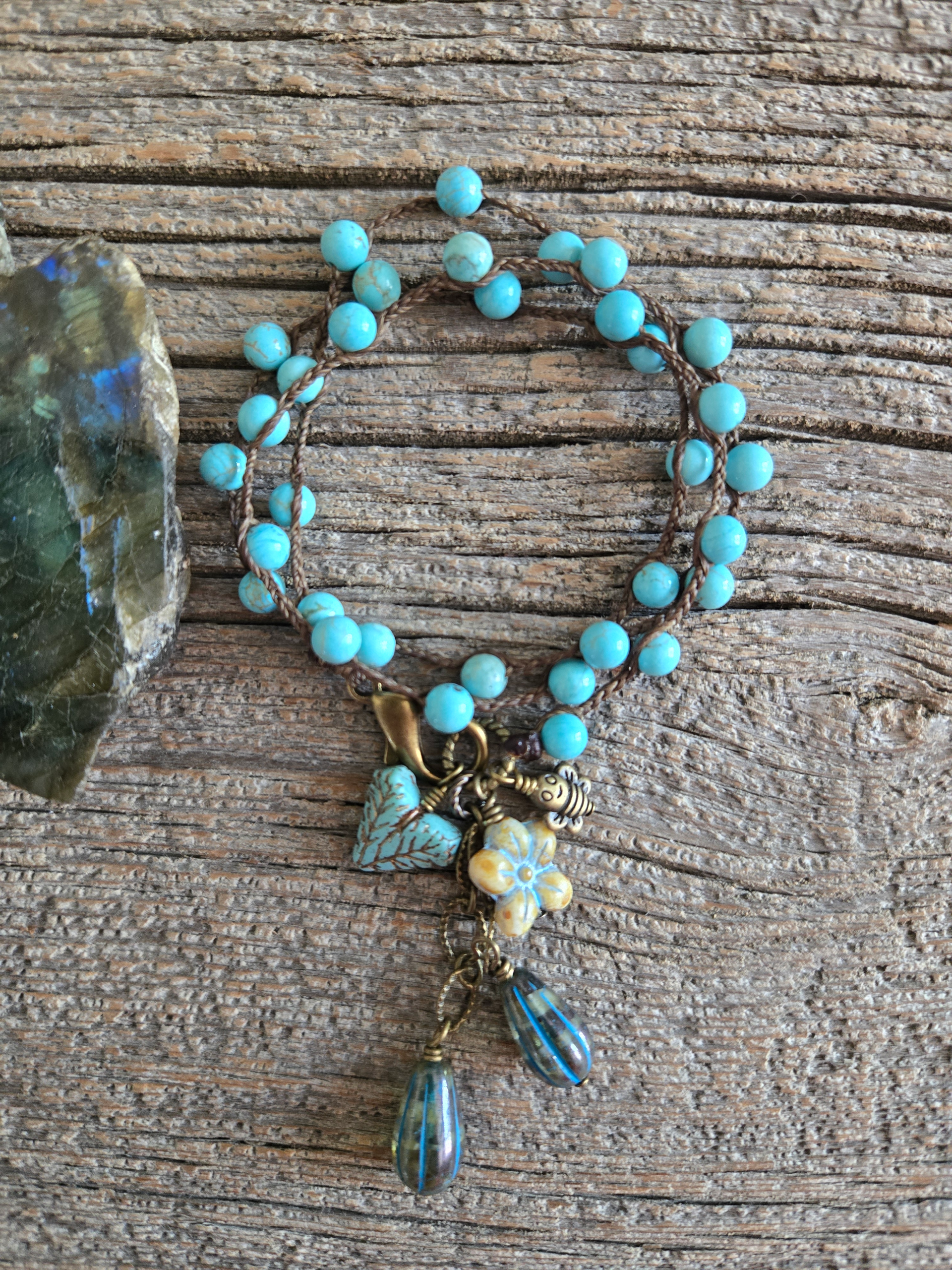 Blue Howlite Wrap Bracelet/Necklace