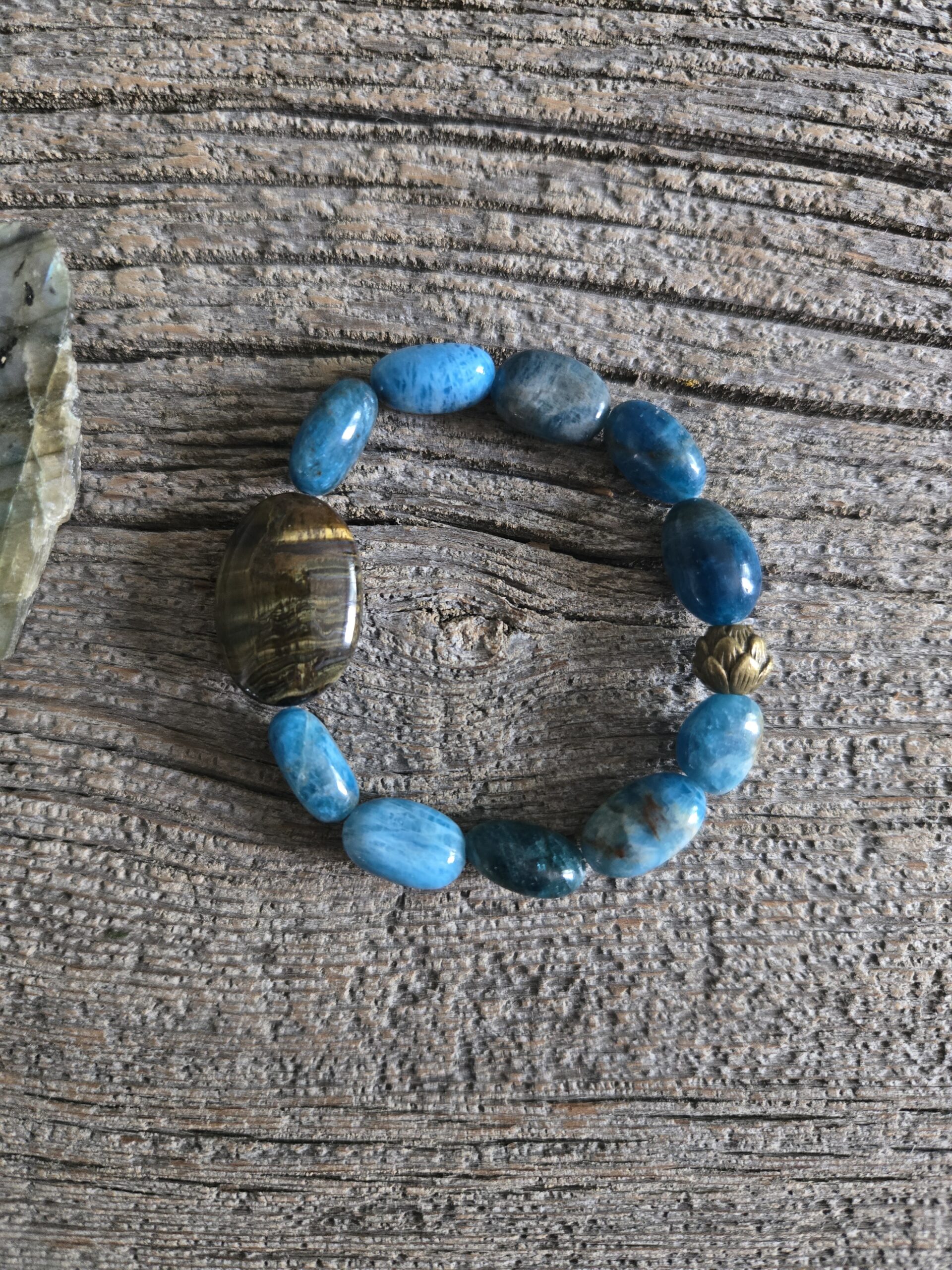 Blue Apatite Nugget Stretch Bracelet