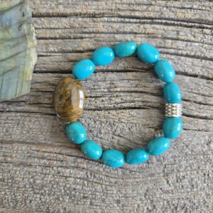 Blue/Grenn Howlite and Tiger's Eye Stretch Bracelet