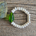 Howlite and Bottle Green Beaded Stretch Bracelet