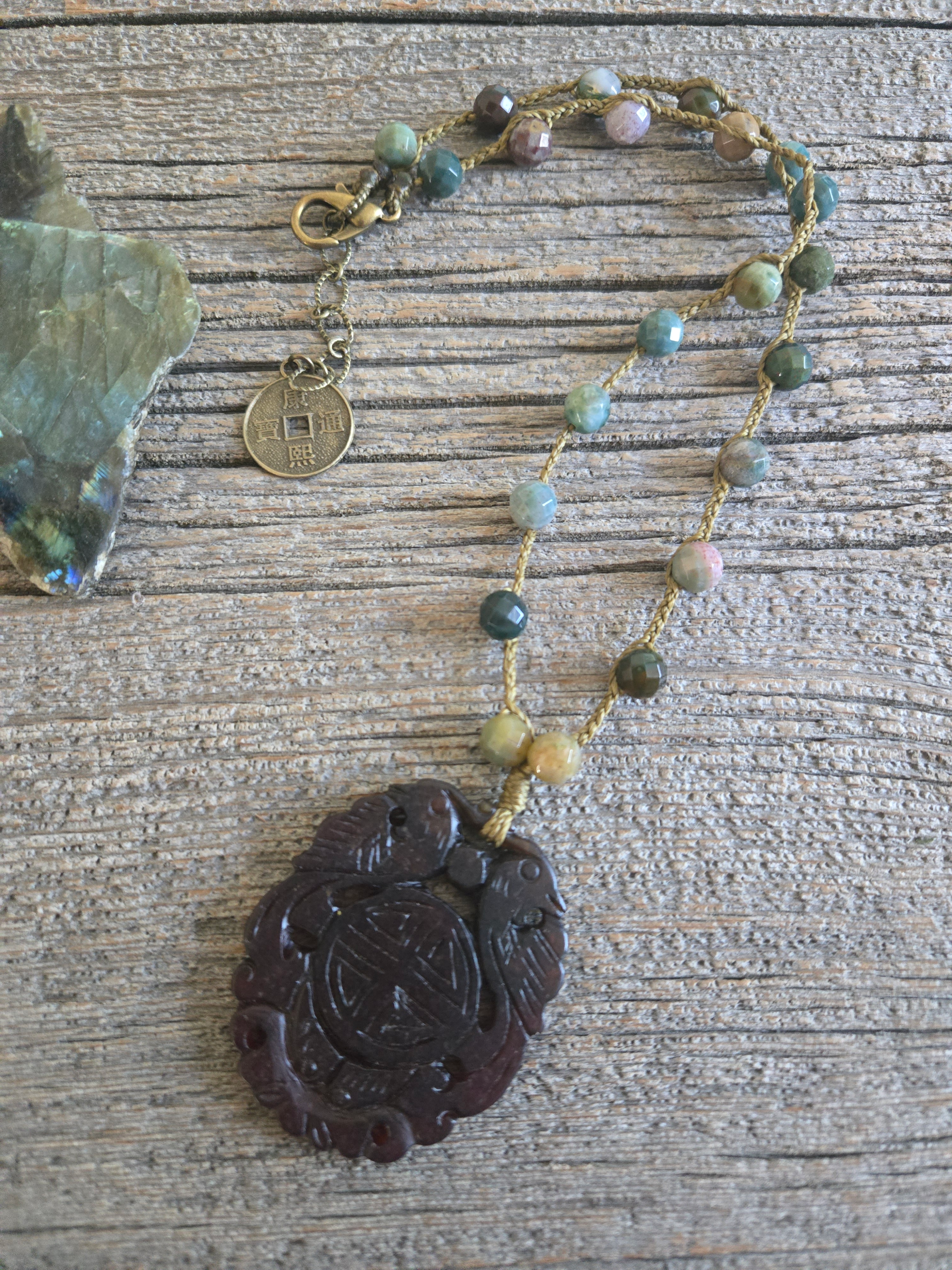 Carved Agate Beaded Necklace