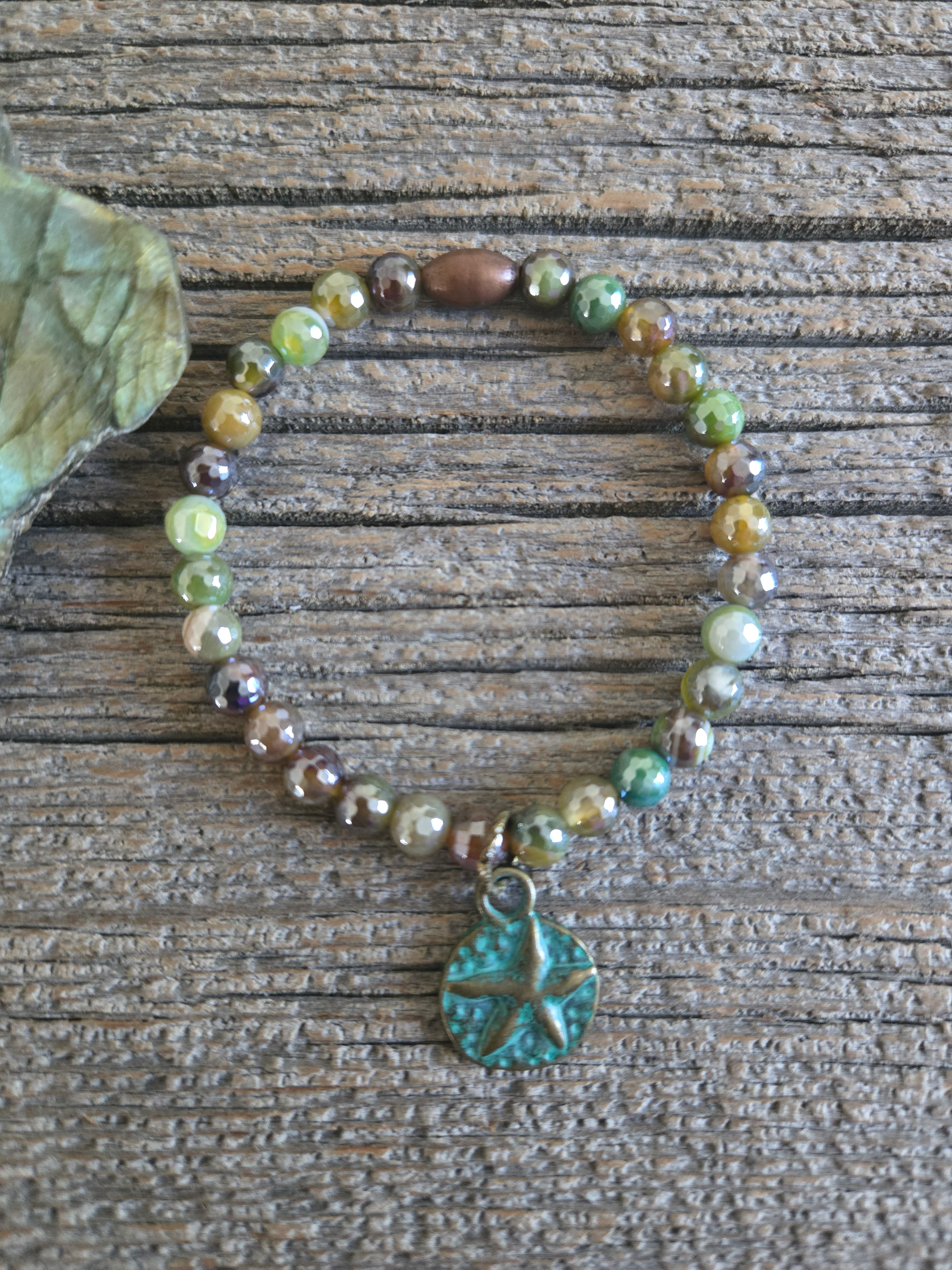 Coated Agate Starfish Stretch Bracelet