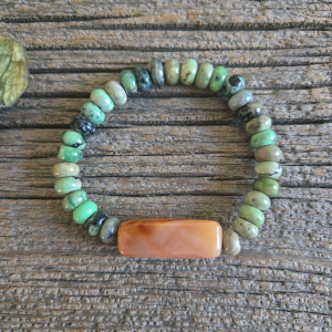 Green Jasper and Agate Stretch Bracelet