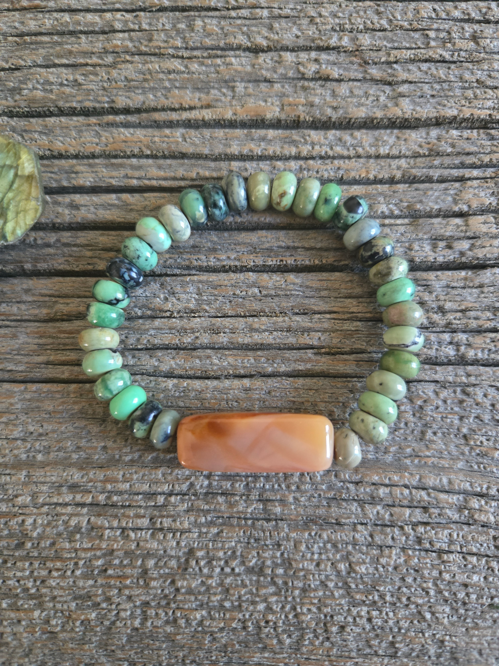 Green Jasper and Agate Stretch Bracelet