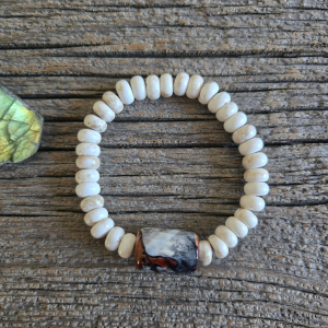 Creamy Howlite and Agate Barrel Bead Bracelet