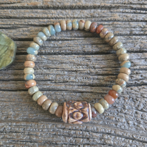 Jasper and Ceramic Bead Stretch Bracelet